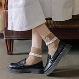 5 pares de calcetines con encaje floral, suaves y cálidos, acanalados hasta el tobillo, medias y calcetería para mujer