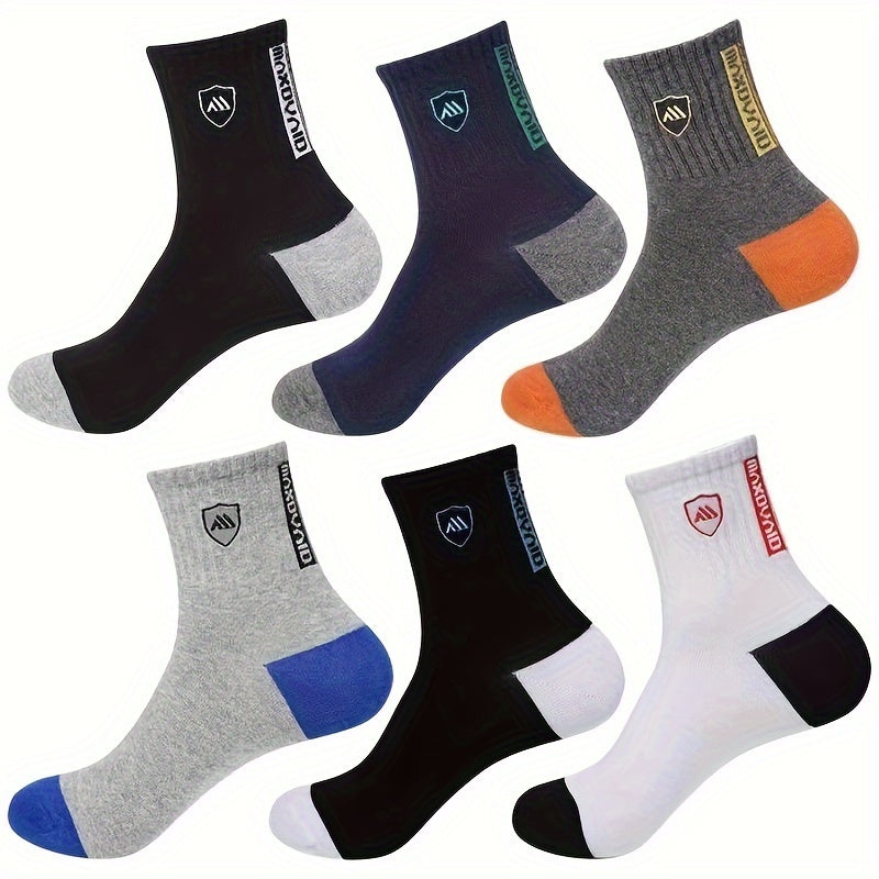 5 pares de calcetines deportivos de media caña para hombre, cómodos y transpirables, que absorben el sudor, ideales para entrenamiento de baloncesto y actividades al aire libre.