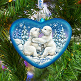 Polar Cubs Glass Ornament by G. DeBrekht - Wildlife Holiday Decor - 753-010