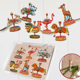 Carousel Decorative Wooden Clip-on Ornaments Set of 6 by G. Debrekht - Christmas Decor - 8090137C-S6