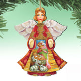Mary And Joseph Angel Wooden Ornaments by G. DeBrekht - Nativity Holiday Decor - 8154109