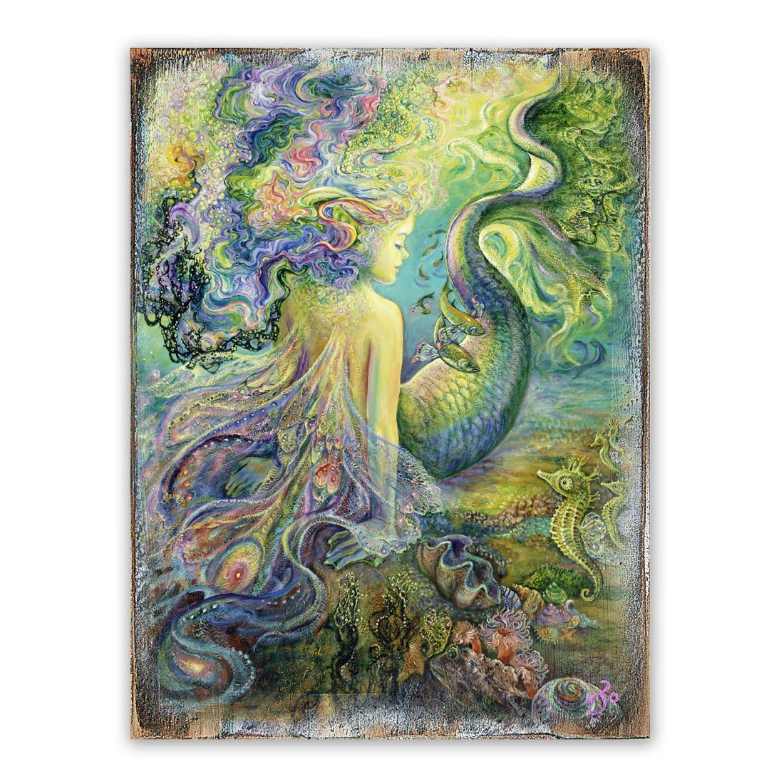 Mer Fairy Fantasy Wooden Wall Art by Josephine Wall - Fantasy Decor - 852149-JW