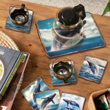 Humpback Whale Wooden Cork Placemat and Coasters Gift Set of 7 by Nature Wonders Coastal Nature Wildlife Decor  - 85403C-S7