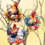 Spring on the Farm Decorative Wooden Clip-on Ornaments Set of 3 by G. Debrekht - Easter Decor - 8091056C-S3