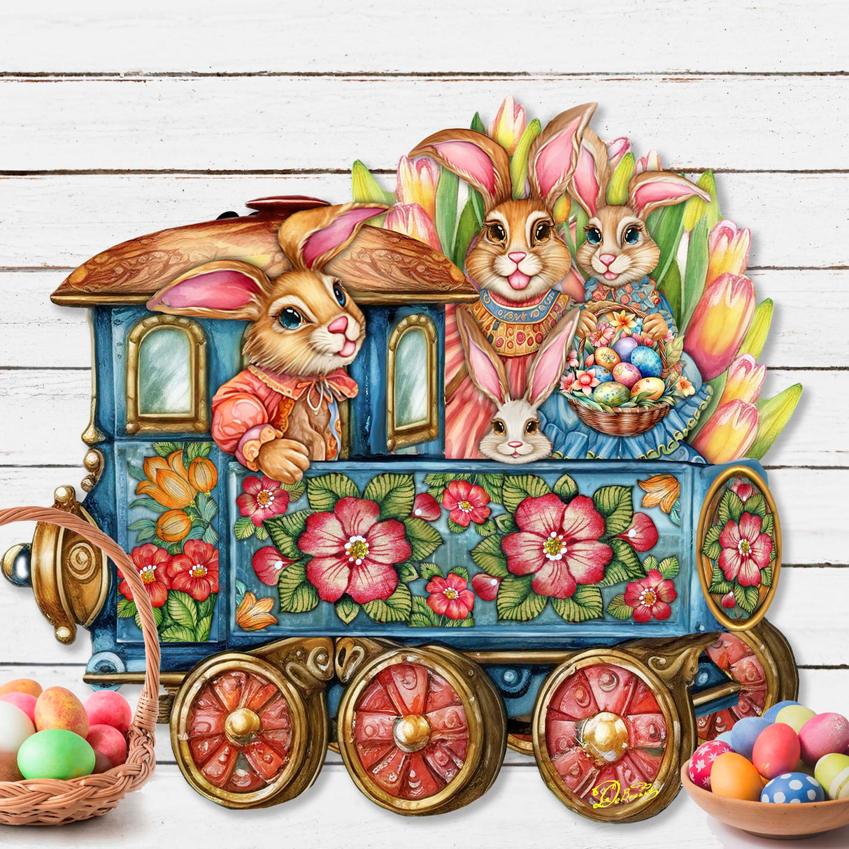Easter Bunny Train Holiday Door Decor by G. Debrekht - Easter Spring Decor - 8652781H