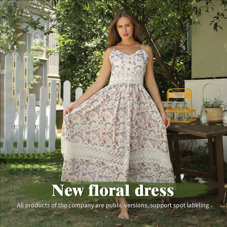 Women's Sleeveless Suspender Floral Dress - Lootquake
