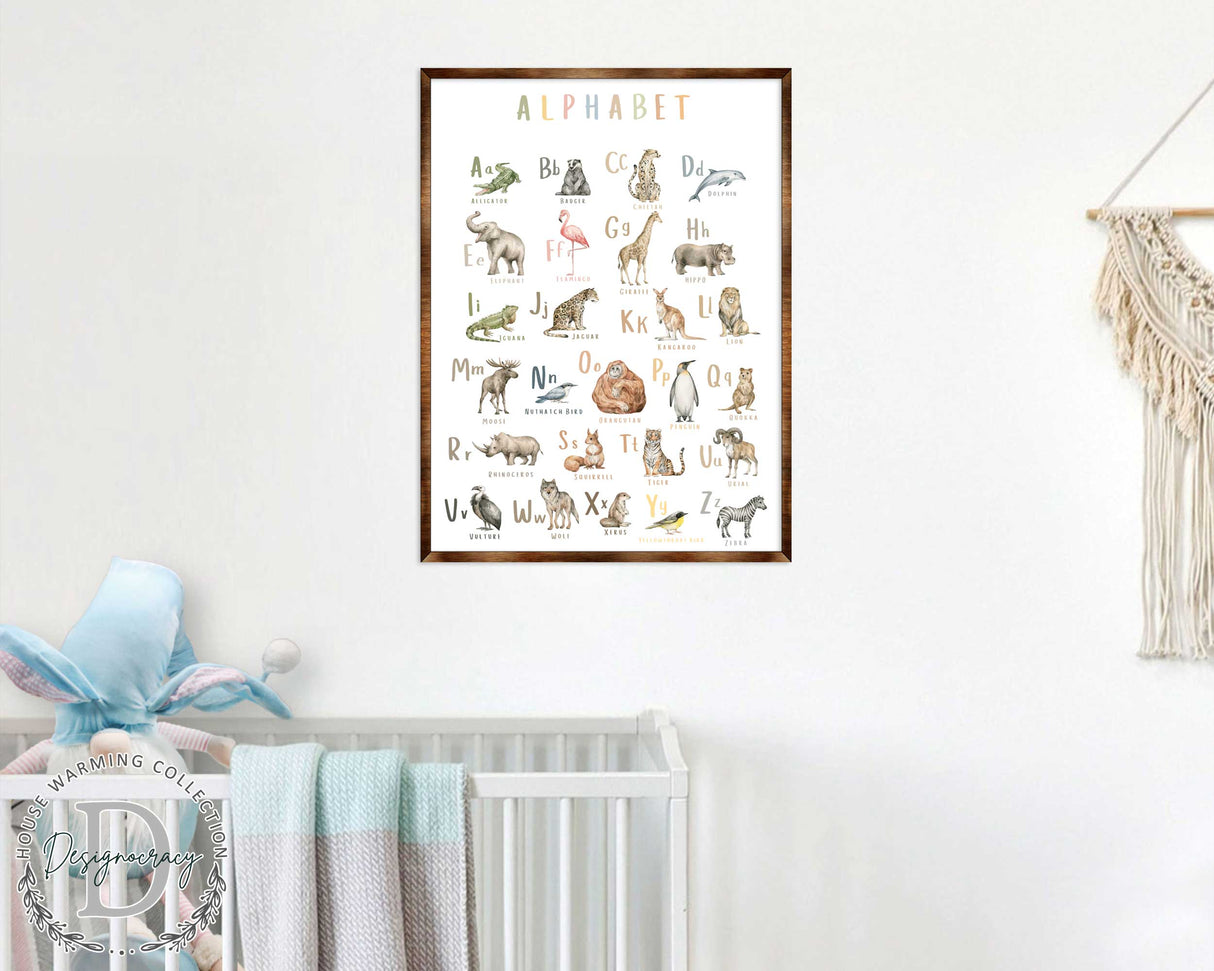 Animal Alphabet Art - Wooden Educational Art - Wall Decor - Homeschool Decor - Classroom Decor - Playroom Decor - Nursery Wall Art - Art For Kids - 310211