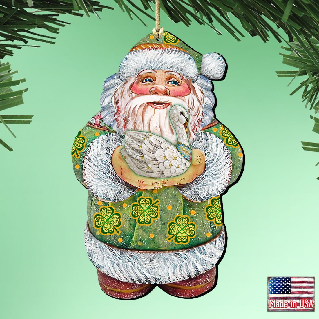 Celtic Swan Santa Wooden Ornaments by G. DeBrekht - Celtic Decor - 8118086