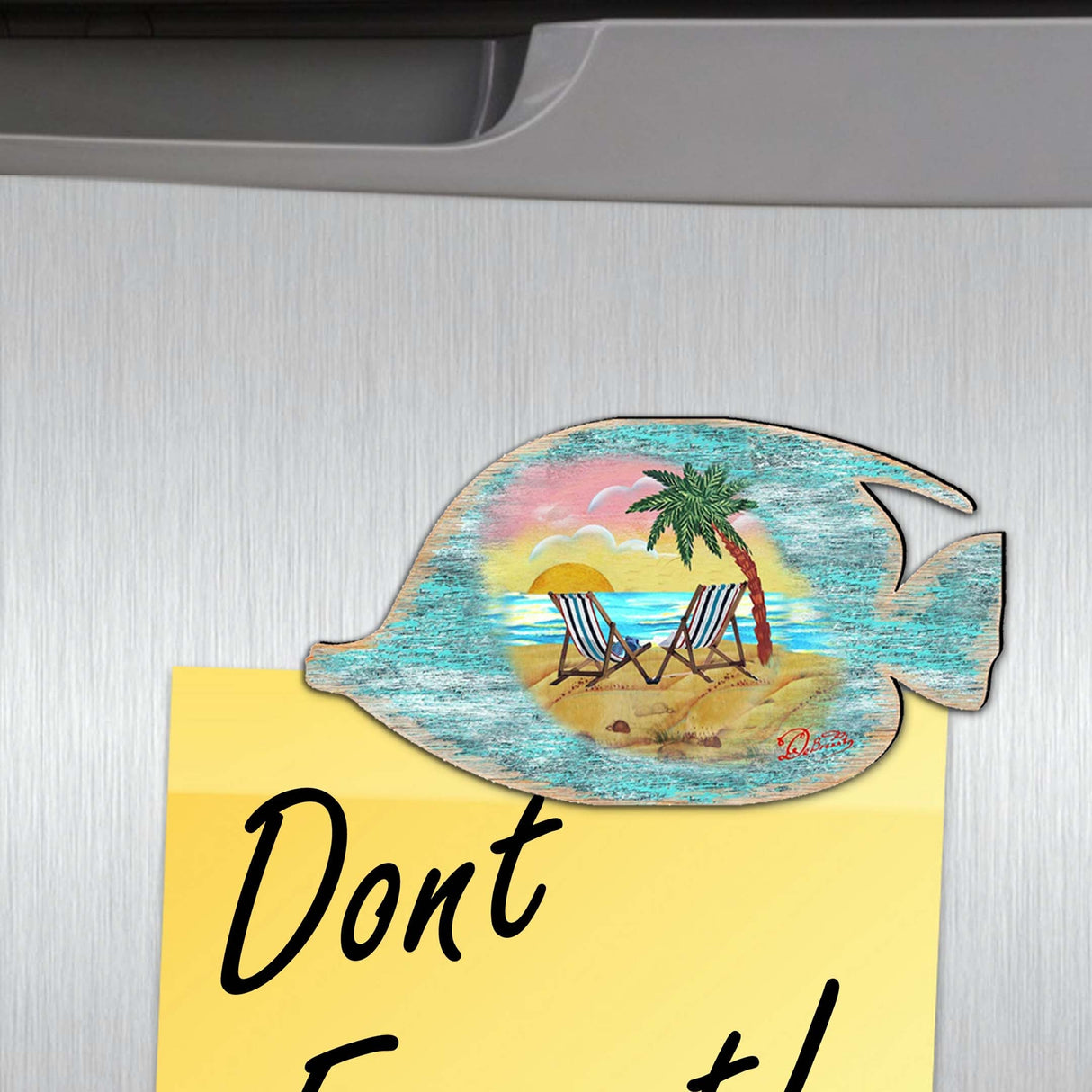 Juego de 6 imanes de madera decorativos náuticos de G. Debrekht - Decoración costera - 8090061G-S6