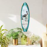 Tabla de surf de pelícano, arte costero para puerta de G. DeBrekht - Decoración costera con vida marina - 8490107HS