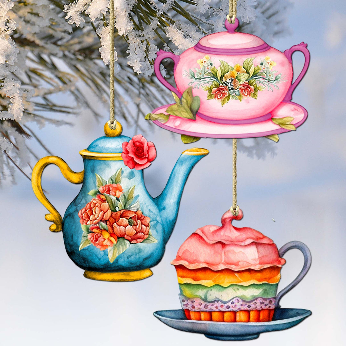 Juego de 3 adornos decorativos de madera para el Día de la Madre de G. Debrekht - Love Family Decor - 8091059-S3