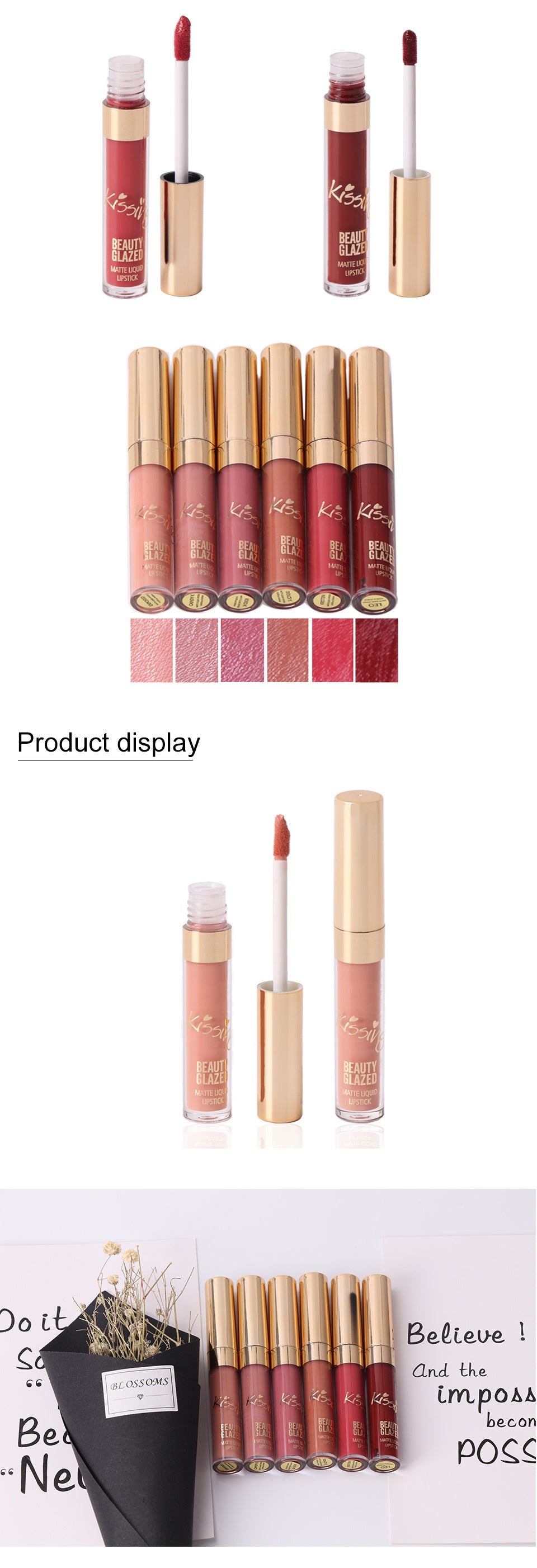 6Pcs Liquid Matte Lipstick Long-lasting, Easy to Wear