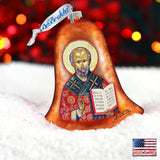 Saint Nick Bell Glass Ornament by G. DeBrekht - Nativity Holiday Decor - 752-034