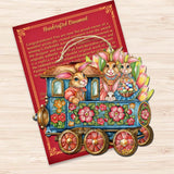 Easter Bunny Train Wooden Ornaments by G. DeBrekht Easter Spring Decor - 8652781