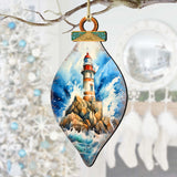 Adornos de madera para árbol de Navidad - Adornos de madera con forma de faro de G.Debrekht Coastal Holiday Decor - 8688177