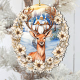 Majestic Forest Deer Wooden Ornaments by G. Debrekht Christmas Decor - 8611065