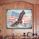 Arte mural de madera con águila americana de Nature Wonders - Decoración patriótica estadounidense - 95221B