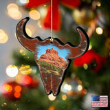 Buffalo Skull Wooden Ornaments by Nature Wonders - Wildlife Holiday Decor - 8198235