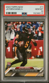 Tarjeta de fútbol RC Jayden Daniels #11 Rookie de Topps Now, calificada en 2024, PSA 10 Gem Mint