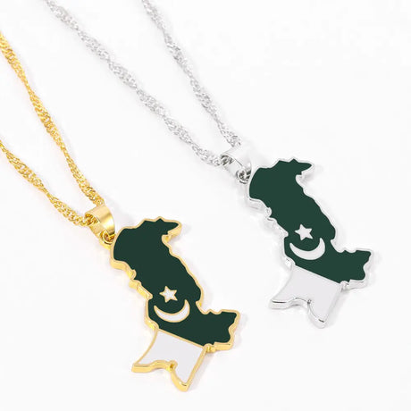 Pakistan Map and Flag Pendant Necklaces - Lootquake