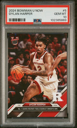Tarjeta de baloncesto RC Dylan Harper #5 Rookie de Topps Bowman U. 2024, calificada, PSA 10 Gem Mint