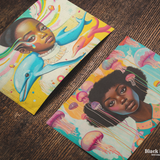 Underwater Whimsical Black Girl & Jellyfish Postcard for Friends & Penpals