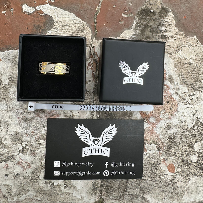 Anillo de acero inoxidable Dragon Shadow de 8 mm