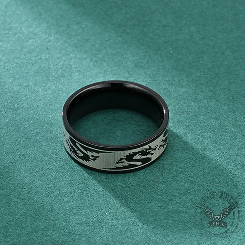 Anillo de acero inoxidable Dragon Shadow de 8 mm
