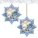 Adornos de madera con forma de copo de nieve de oso polar de G. Debrekht - Decoración de vida silvestre - 8688408