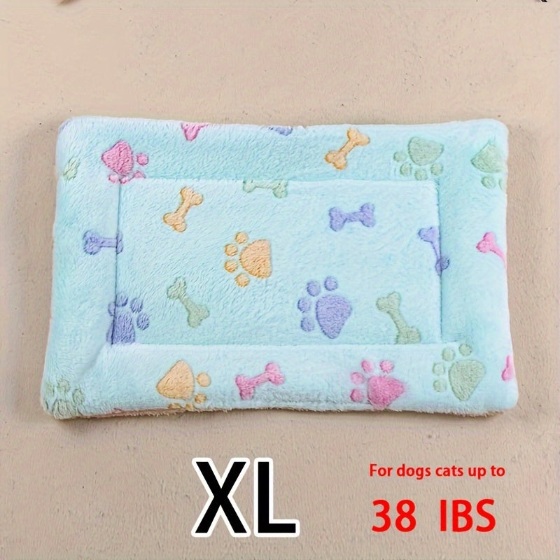 Manta rectangular para mascotas, resistente a la suciedad y para todas las estaciones - Cómoda cama con estampado de pata de perro y corazón (1 unidad)