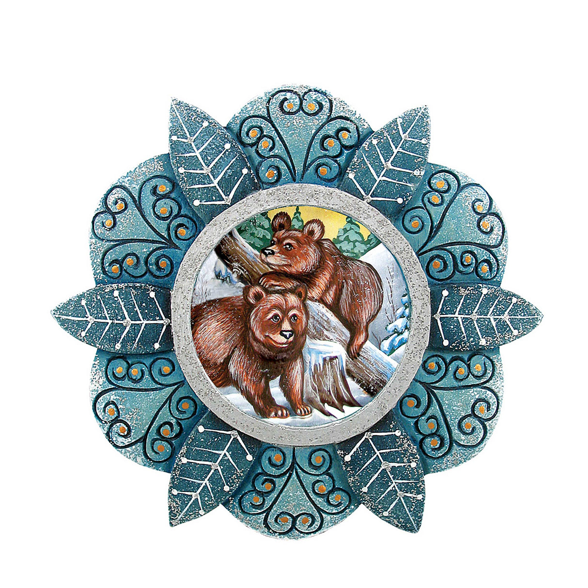 Adorno navideño de la familia Kodiak, esculpido y pintado a mano por G. DeBrekht - Decoración navideña con temática de vida silvestre - 6102182