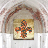 Cross Fleur De Lis Wooden Gold Plated Wall Art by Museum Icon - Celtic Decor - 850442-18