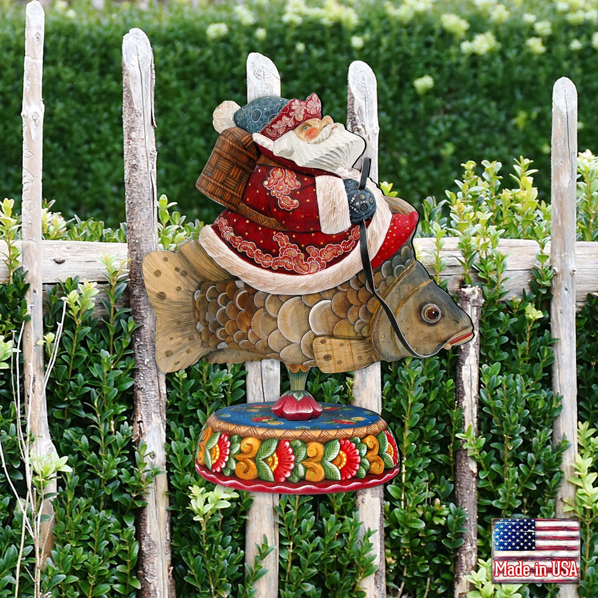 Carousel Santa on Fish Door Decor by G. DeBrekht - Christmas Santa Snowman Decor - 8114052H