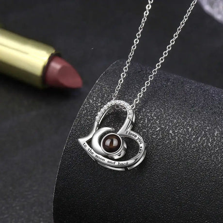 Women's S925 Sterling Silver Heart Shaped Moon Necklace - Lootquake