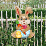 Bunny with Chick Wooden Door Hanger by G. DeBrekht - Easter Spring Decor - 815432-1H