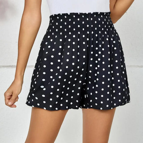 Ladies' Polka Dot Printed Sherry Shorts With Drawstring And Casual Shorts - Lootquake