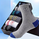 5/10 Pairs of Men's Color Block Crew Socks - Warm, Thermal, Breathable, Comfy, Casual, Unisex, Outdoor, Winter, Fall Wearing Essentials