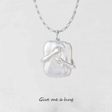 Unique Square Baroque Pearl Couple Pendant Necklace Valentines Day Lover Gift Party Jewelry - Lootquake