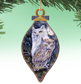 Night Watch Owls Wooden Ornaments by J. Bergsma - Wildlife Holiday Decor - 8591902-JB