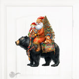 Decoración navideña para puerta con Papá Noel y su oso negro, de G. Debrekht - Decoración navideña con Papá Noel y muñeco de nieve - 8611064H