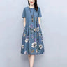 Retro Printed Fat Slim Fit Slimming Loose Casual Patchwork Dress