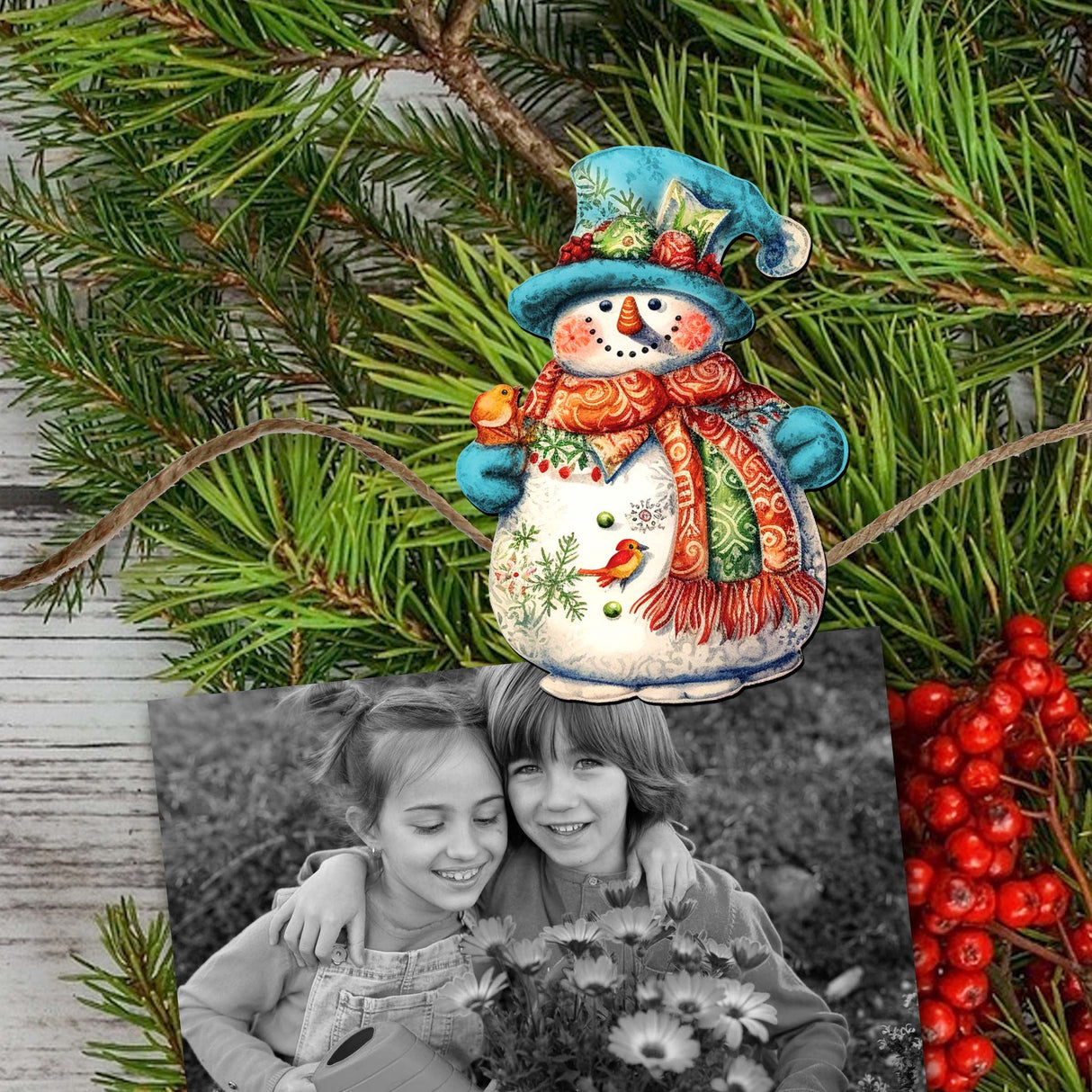 Snowman Decorative Wooden Clip-on Ornaments Set of 3 by G. Debrekht - Christmas Decor - 8091023C-S3