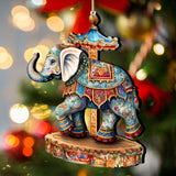 Carousel Elephant Wooden Ornaments by G. Debrekht Christmas Decor - 8611029-2