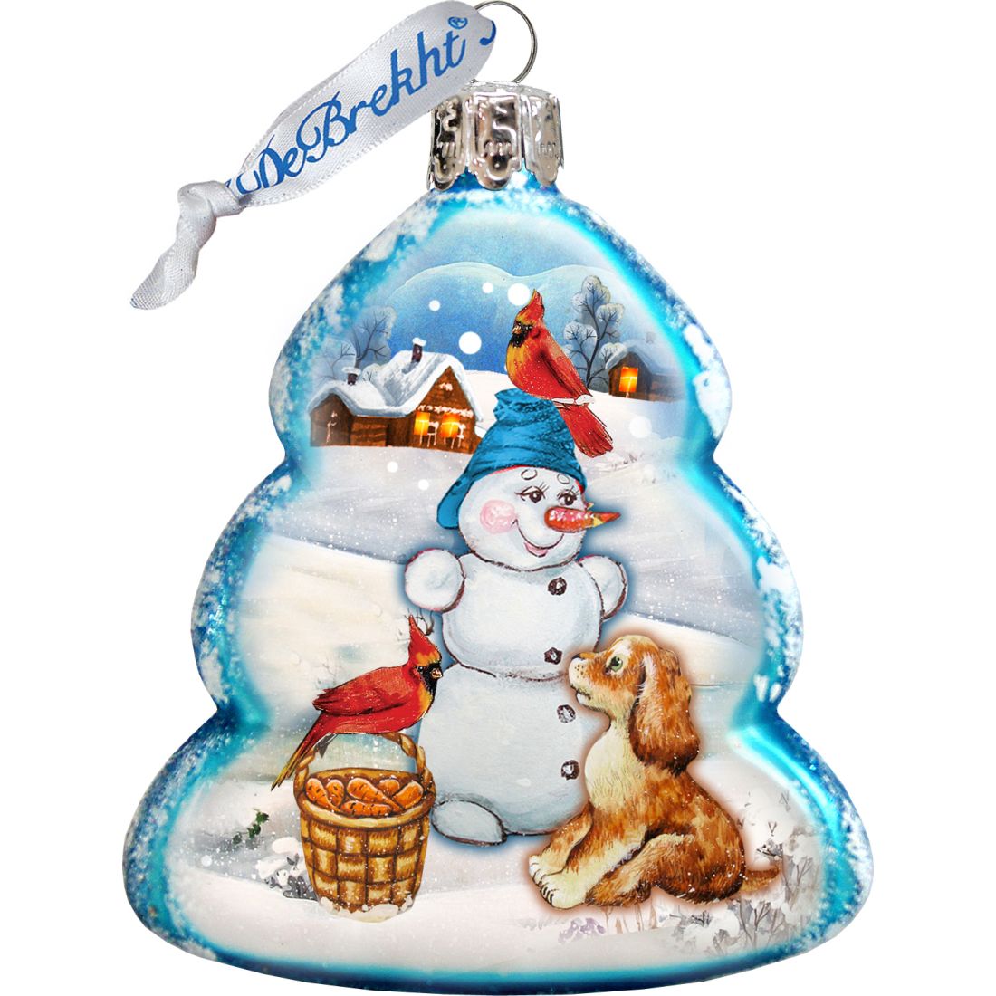 Juego de 3 adornos navideños de vidrio de mercurio de G. DeBrekht - Decoración navideña de Papá Noel y muñeco de nieve - 770127S3