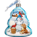 Juego de 3 adornos navideños de vidrio de mercurio de G. DeBrekht - Decoración navideña de Papá Noel y muñeco de nieve - 770127S3