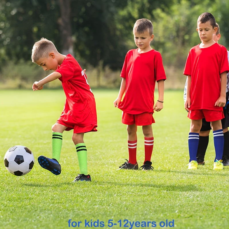 1 par de calcetines deportivos a rayas hasta la rodilla para niños: transpirables y cómodos para baloncesto, fútbol y running.