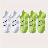 5 pares de calcetines deportivos profesionales para hombre, de verano, de malla fina, transpirables, absorbentes del sudor, antiolor, con protección para el talón y las orejas.