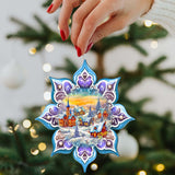 Christmas Village Snowflake Wooden Ornaments by G. Debrekht - Christmas Decor - 8688417