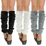 3 pares de calentadores de piernas de punto acanalado, calcetines largos informales de moda para invierno, térmicos, estilo JK, para mujeres y niñas.