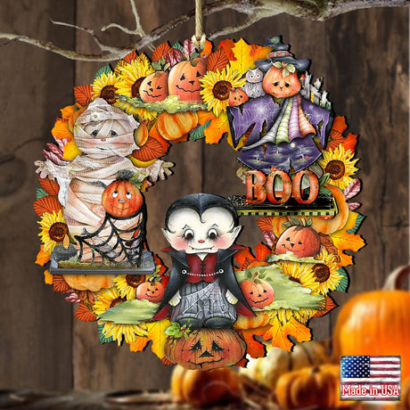 Halloween Wreath Wooden Ornaments by G. DeBrekht - Thanksgiving Halloween Decor - 8185316-2
